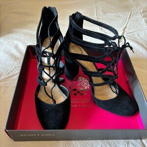 Vince Camuto Black Suede Block Heel - like new with box!